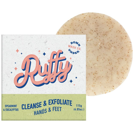Downunder Wash Co Downunder Wash Co. Ruffy Cleanse & Exfoliate Hands & Feet Spearmint & Eucalyptus 115g