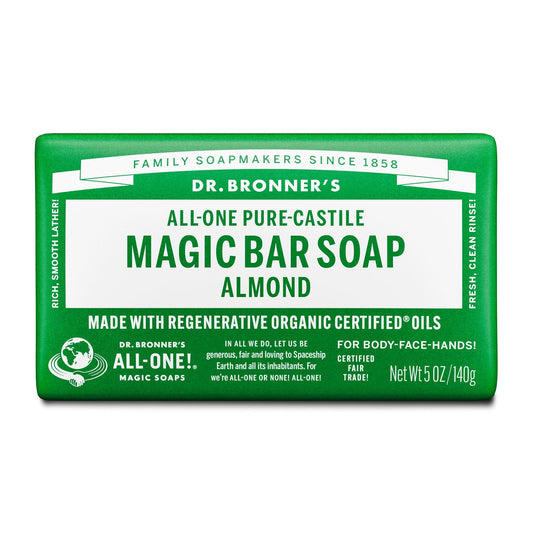 Dr Bronners DR. BRONNERS ALL-ONE PURE-CASTILE MAGIC BAR SOAP ALMOND 140G