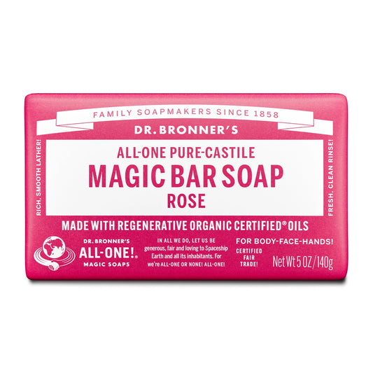 Dr Bronners DR. BRONNERS ALL-ONE PURE-CASTILE MAGIC BAR SOAP ROSE 140G