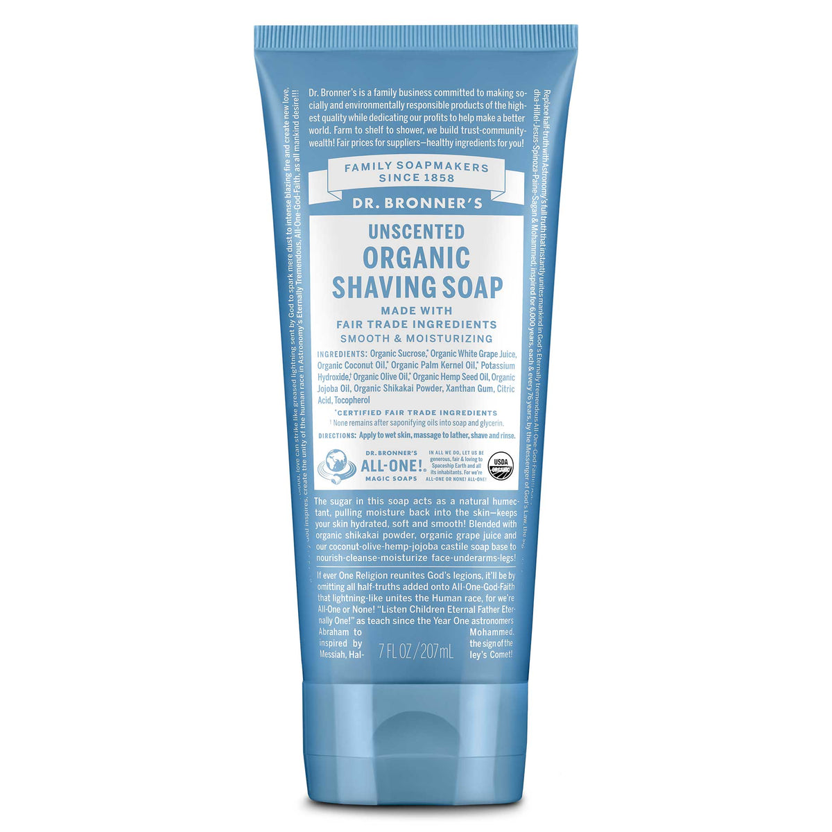 Dr Bronners Dr. Bronners Organic Shaving Soap Unscented 207ml