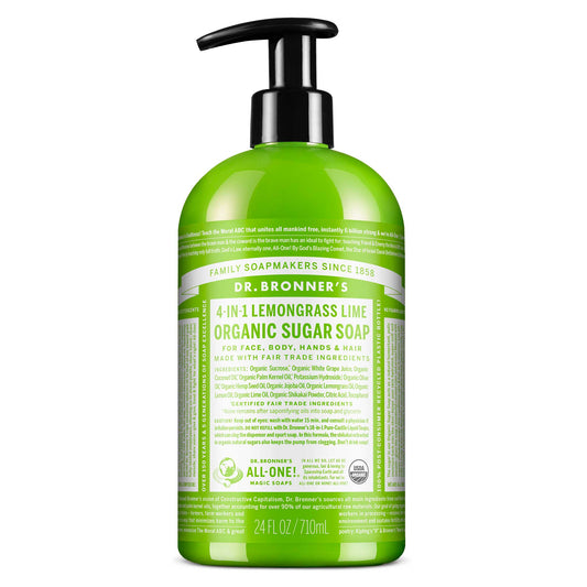 Dr Bronners Dr. Bronners Organic Sugar Soap 4-in-1 Lemongrass Lime (Pump) 710ml