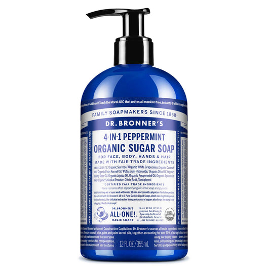 Dr Bronners Dr. Bronners Organic Sugar Soap 4-in-1 Peppermint (Pump) 355ml