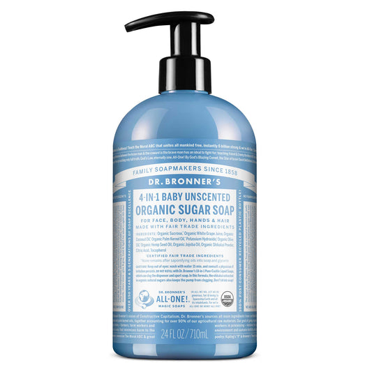 Dr Bronners Dr. Bronners Organic Sugar Soap 4-in-1 Unscented (Baby) (Pump) 710ml
