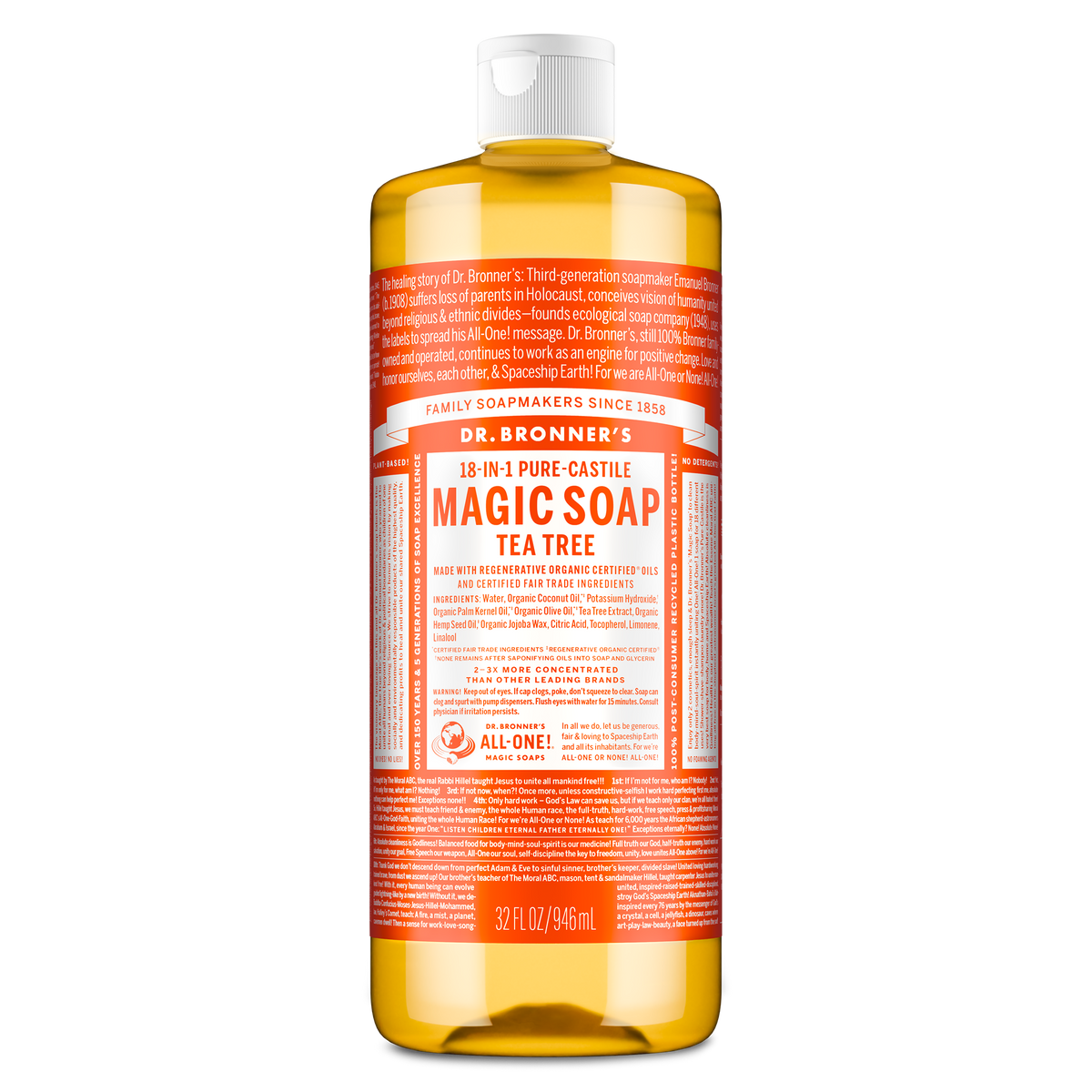 Dr Bronners DR. BRONNERS PURE-CASTILE MAGIC SOAP LIQUID (18-IN-1) TEA TREE 946ML