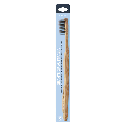 Grants Grants Of Australia Biodegradable Bamboo Toothbrush with Charcoal Bristles Adult Ultra Soft