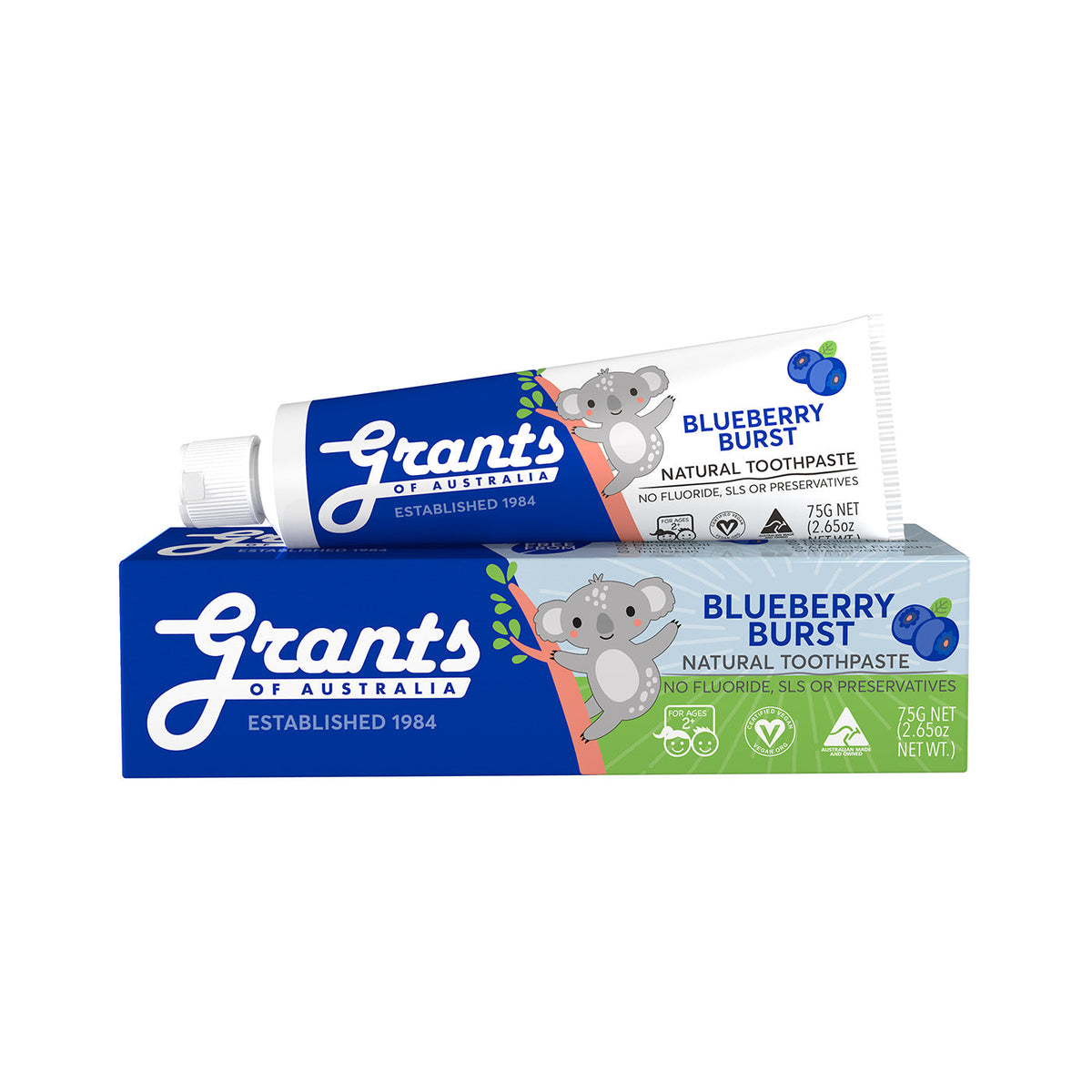 Grants Grants Of Australia Natural Toothpaste Kids Blueberry Burst 75g