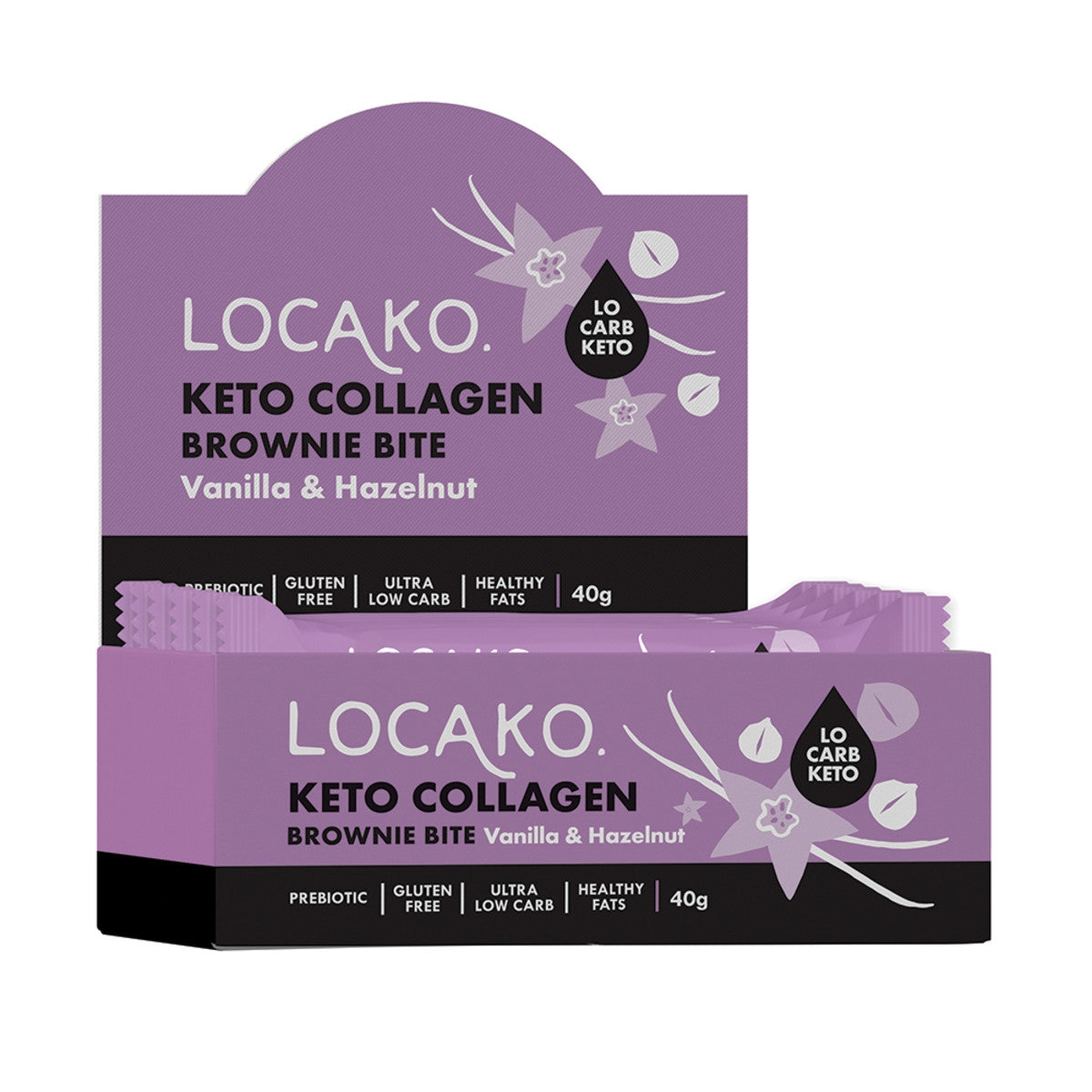 Locako Locako Keto Collagen Brownie Bite Vanilla & Hazelnut 40g x 15 Display