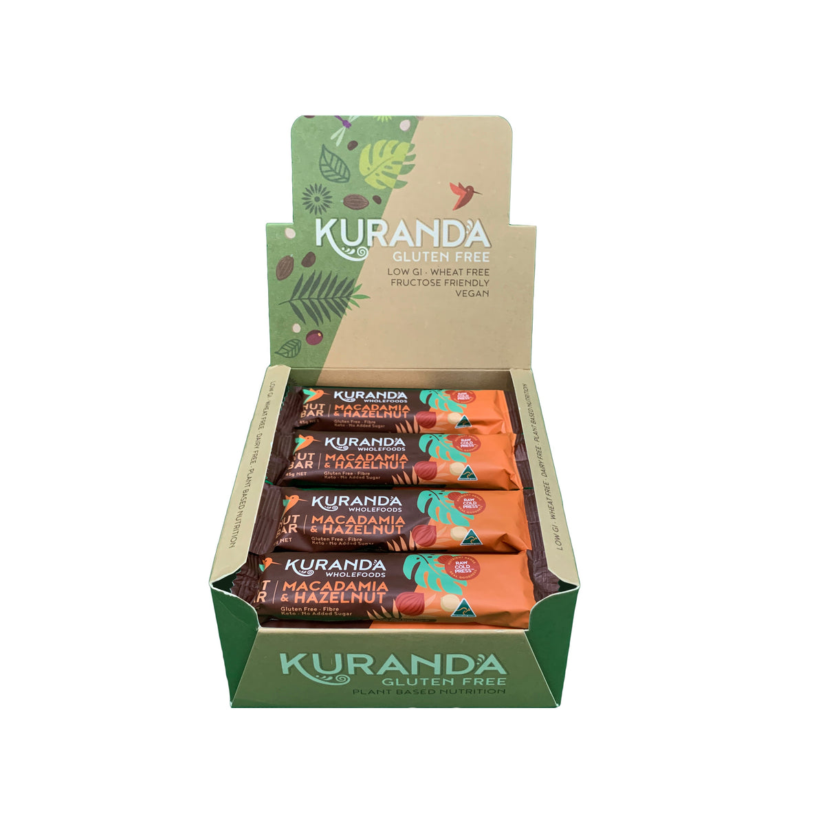 Kuranda Wholefoods Kuranda Wholefoods Gluten Free Nut Bars Macadamia & Hazelnut 45g x 16 Display
