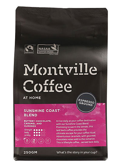 Montville Coffee Montville Coffee Organic Sunshine Coast Blend Espresso Ground 250g