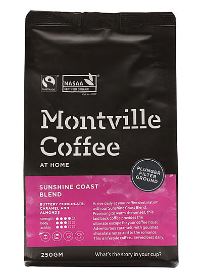 Montville Coffee Montville Coffee Organic Sunshine Coast Blend Plunger Filter Ground 250g