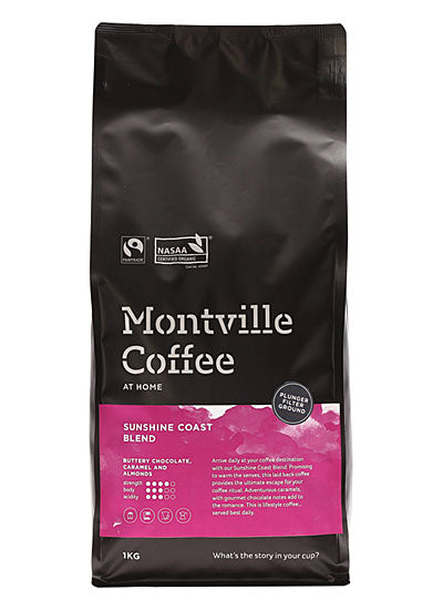 Montville Coffee Montville Coffee Organic Sunshine Coast Blend Plunger Filter Ground 1kg