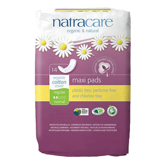 Natra Care Natracare Maxi Pads Regular with Organic Cotton Cover x 14 Pack