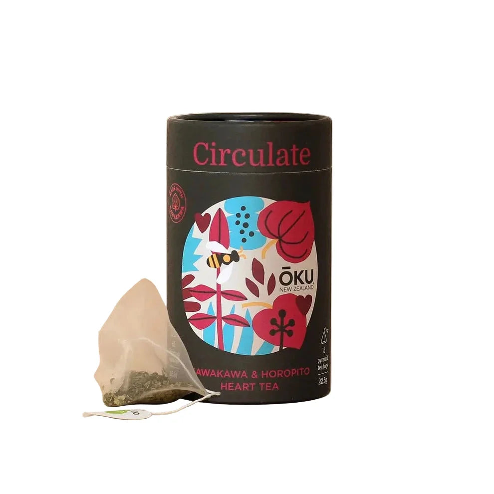 OKU New Zealand OKU NEW ZEALAND CIRCULATE KAWAKAWA & HOROPITO HEART TEA X 15 TEA BAGS SELL THROUGH