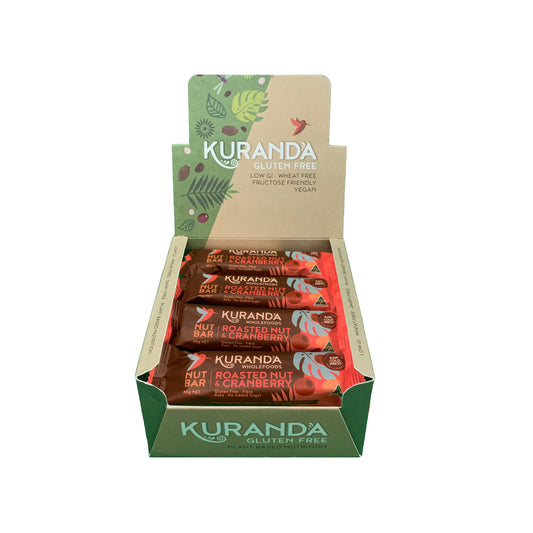 Kuranda Wholefoods Kuranda Wholefoods Gluten Free Nut Bars Roasted Nut & Cranberry 45g x 16 Display