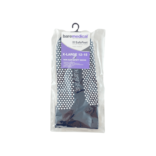SOCKS SAFEFEET X LARGE (12-14) PAIR NON-SLIP PAIR BLACK EXTRA LARGE 12-14 BAREMEDICAL