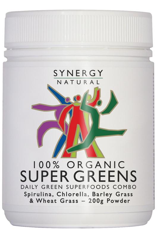 Synergy Natural Synergy Natural Organic Super Greens (Spirulina Chlorella Barley Grass & Wheat Grass) Powder 200g