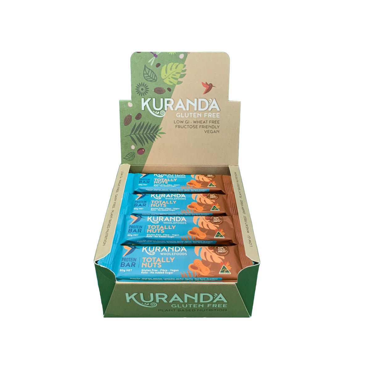 Kuranda Wholefoods Gluten Free Protein Bars Totally Nuts 50g x 16 Display