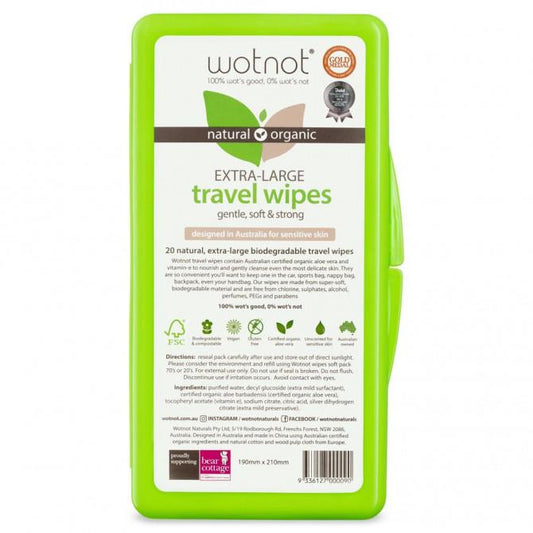Wotnot Naturals Wotnot Naturals 100% Natural Wipes with Travel Hard Case x 20 Pack